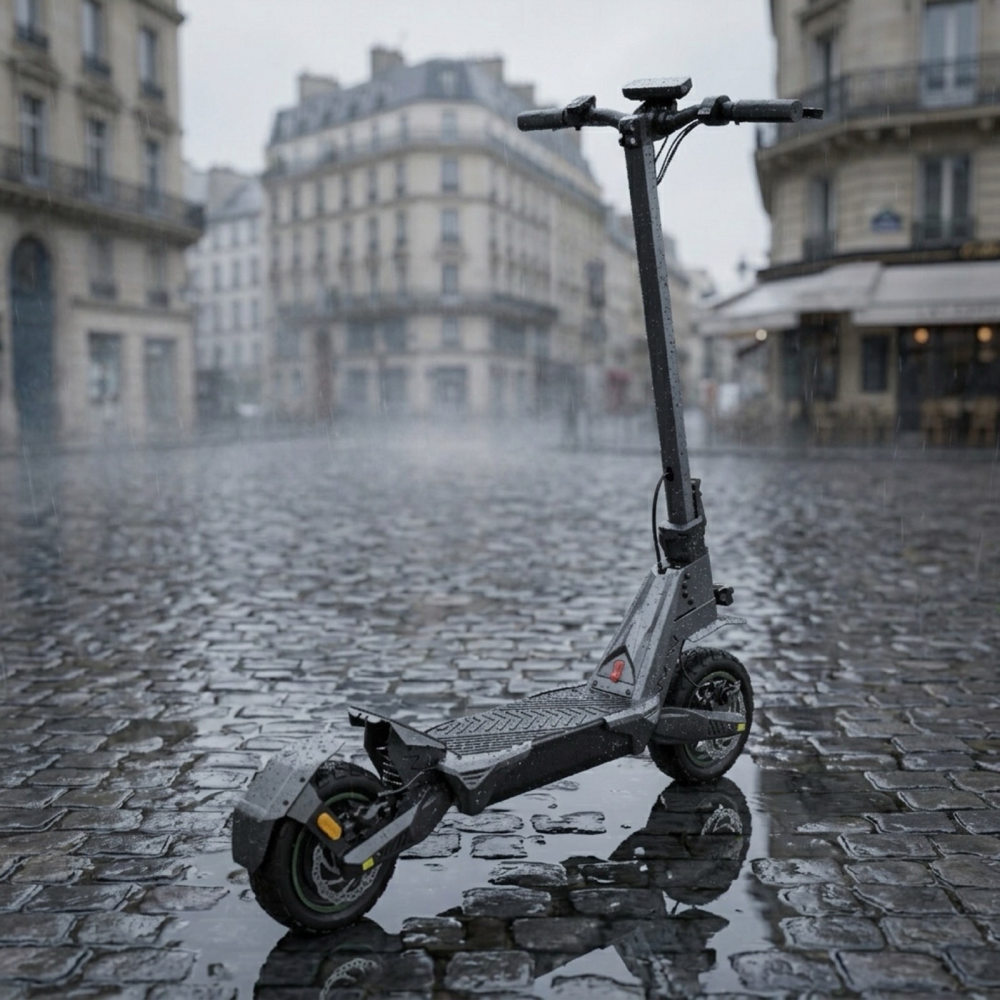 VOLTAN X1 in the rain on wet pavement, IPX5 rated